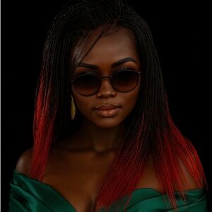 Yassine Red/Black Ombre Braided Wig | 100% Handmade Micro Millions Lace